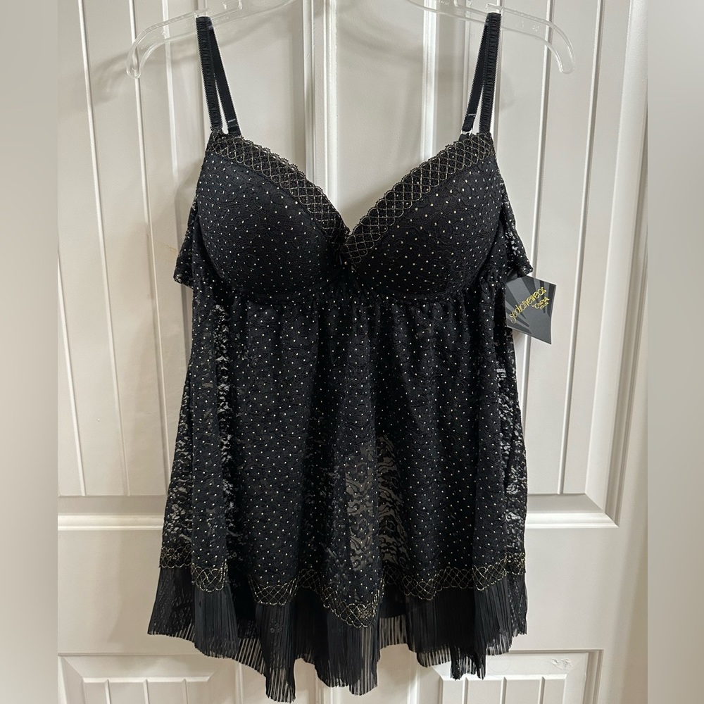 Seductivewear by Cinema Etoile Black Lace Babydoll and Matching Hipster Panty XL